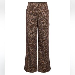 NWOT NOISY MAY Brown Leopard Print Wide leg Leg Jean Size Large